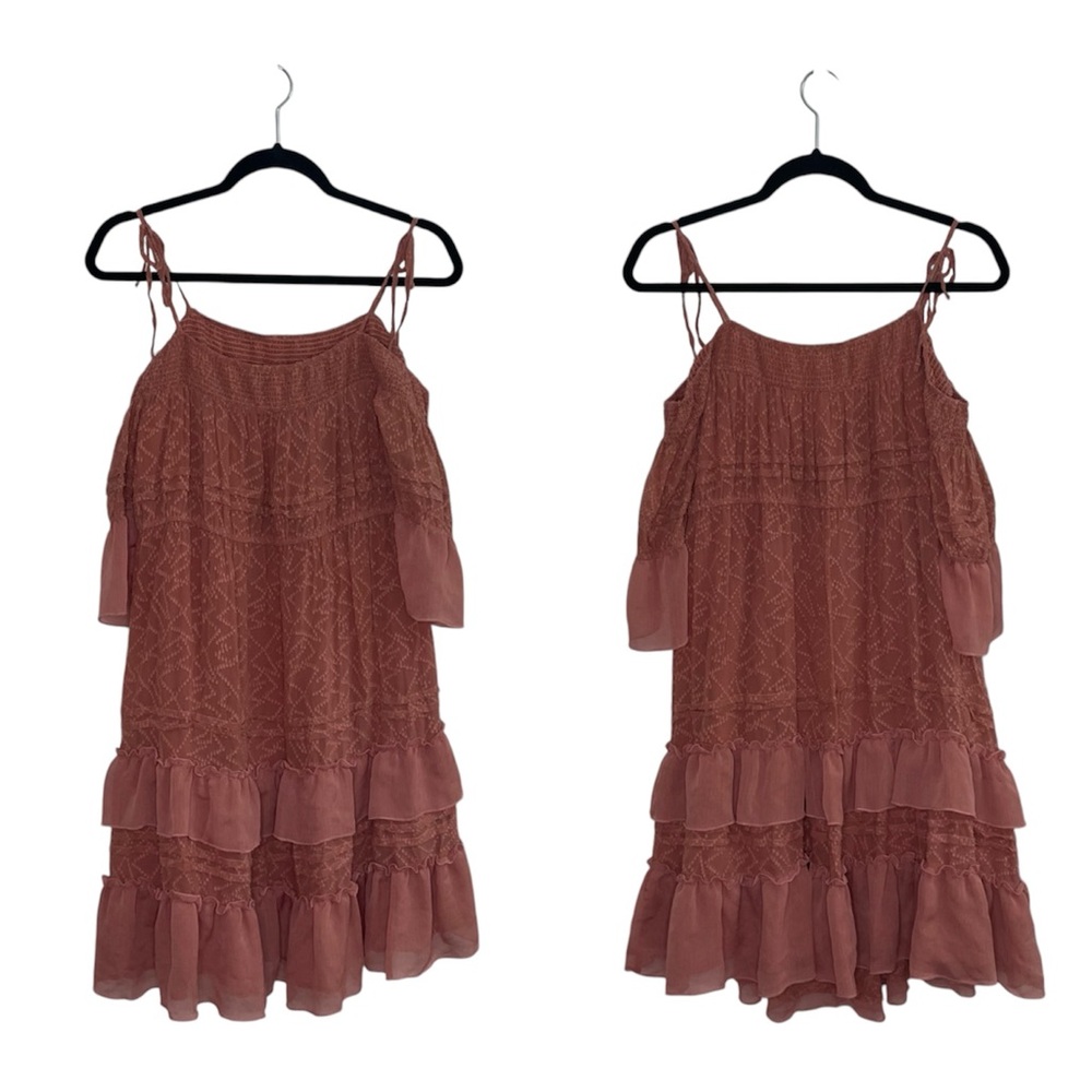 Free People Rose Pink Off the Shoulder Silk Blend Mini Dress